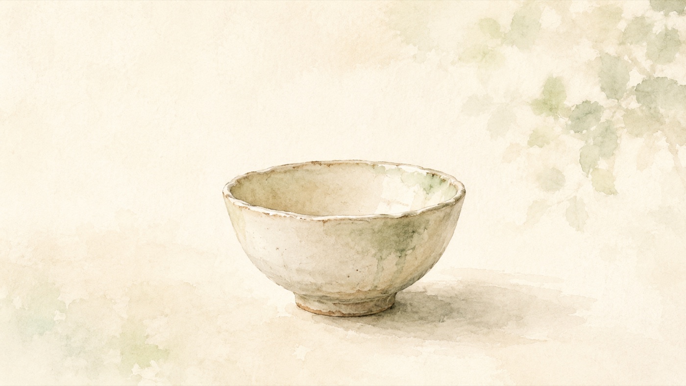 陶器の小鉢の水彩イラスト ― 妊活中の食事で意識したい続けやすい考え方