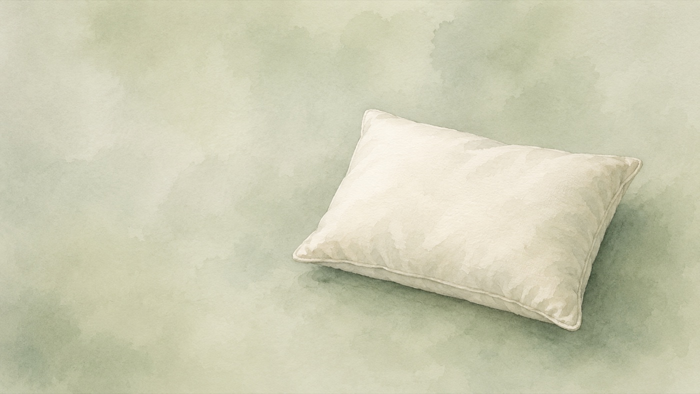 縫い目の見える平たい枕の水彩イラスト ― 妊活中の睡眠習慣の整え方