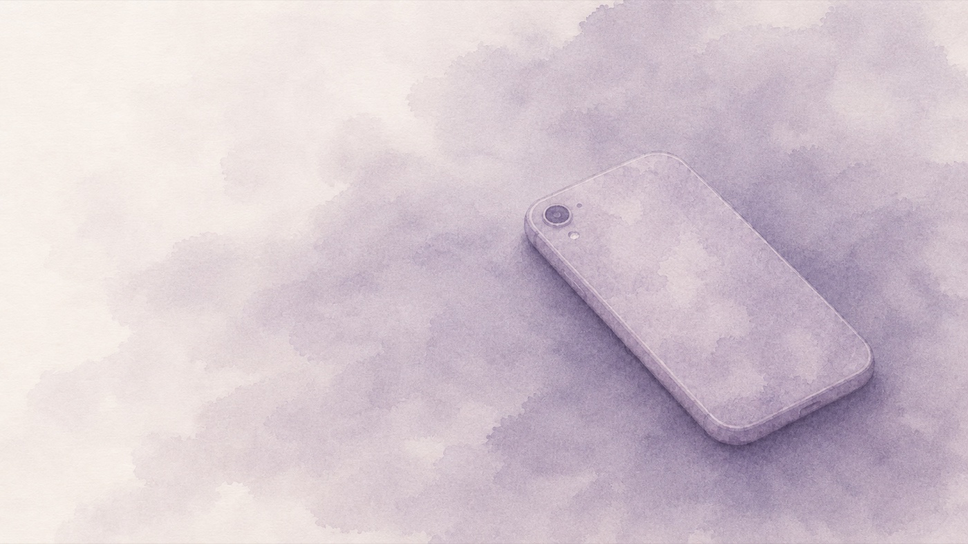 伏せたスマートフォンの水彩イラスト ― SNSから少し距離をとる